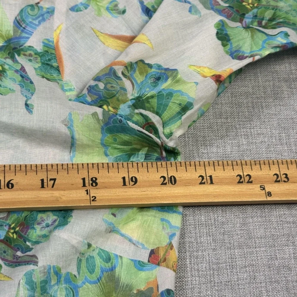Robert Graham Floral Button-Up Shirt Womens Large Green Flip Cuffs Long Sleeve